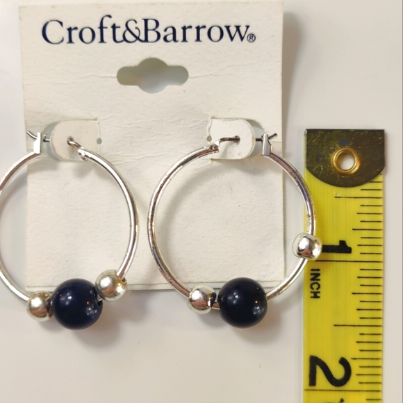 Croft & Barrow Silver Hoop Earrings Set with Red and Black Accents - Picture 5 of 5